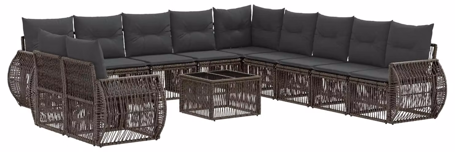 Set Divano da Giardino 12 pcs Grigio e Grigio Scuro polyrattan