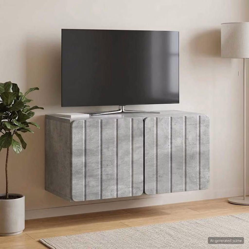 vidaXL Mobile Porta TV da Muro Moderno Grigio Cemento L: 59,5 cm, P: 31 cm, H: 30 cm