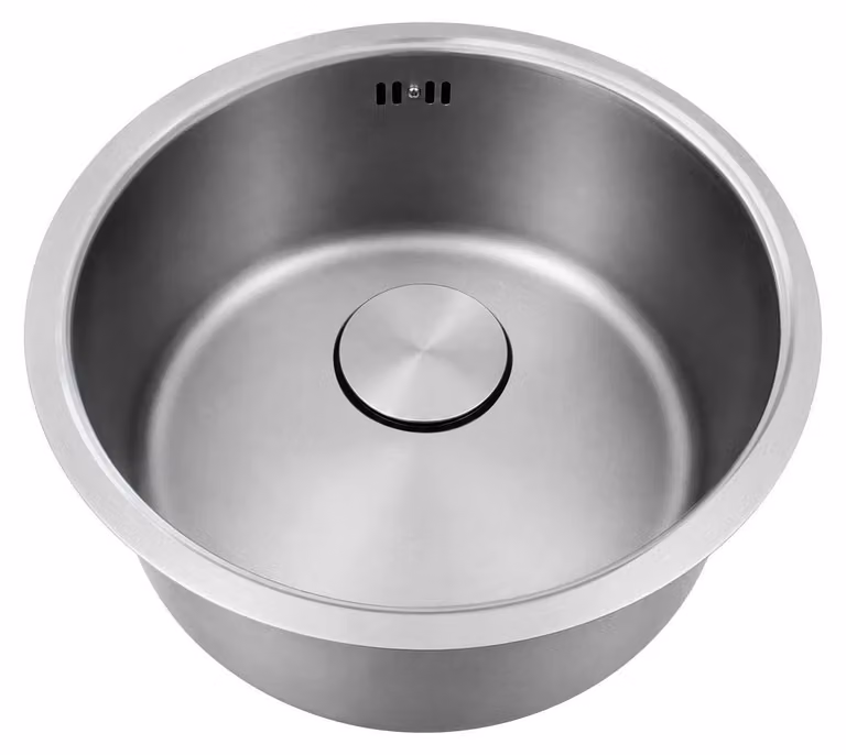 Lavello da cucina rotondo da 37 cm, in acciaio inossidabile, modello Pure.Sink, adatto per l'installazione a incasso