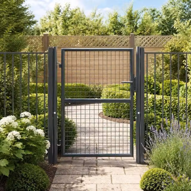 Grid Garden Gate, Galvanized Steel, 100 X 125 Cm, Grey