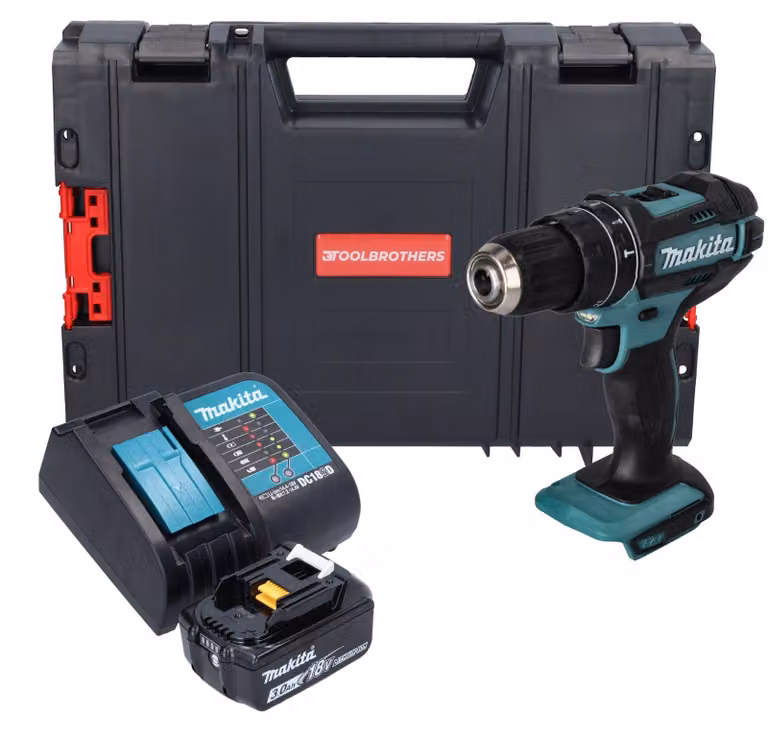 Makita DHP 482 SF1J-R trapano a percussione a batteria 18 V 62 Nm + 1x batteria ricaricabile 3,0 Ah + caricabatterie + RHINO