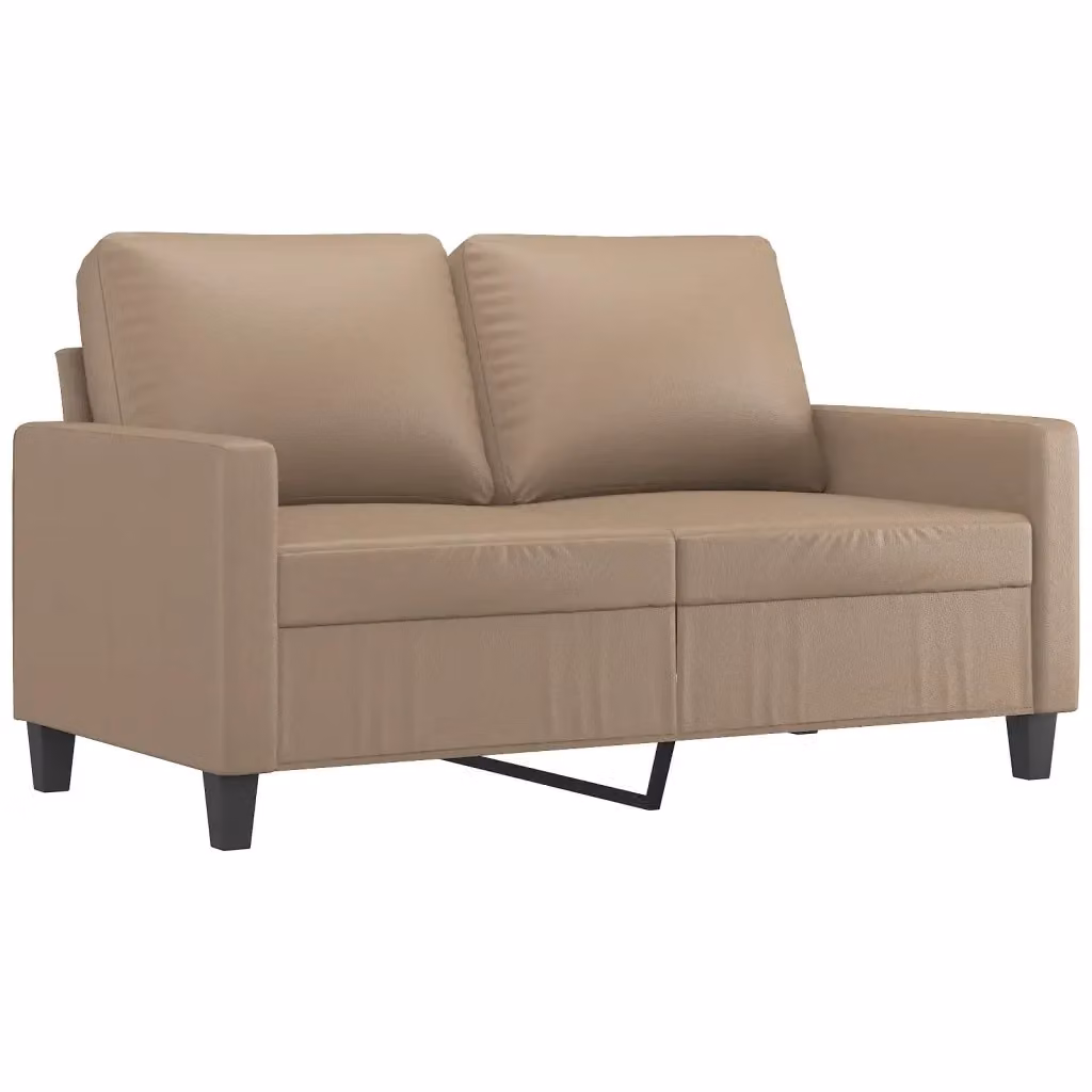 Divano letto a 2 posti moderno vidaXL in similpelle beige con struttura in metallo per soggiorno – 2