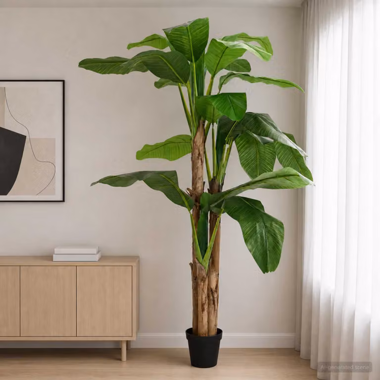 Albero di Banana Artificiale Verde vidaXL L: 125 cm, P: 25 cm, H: 250 cm