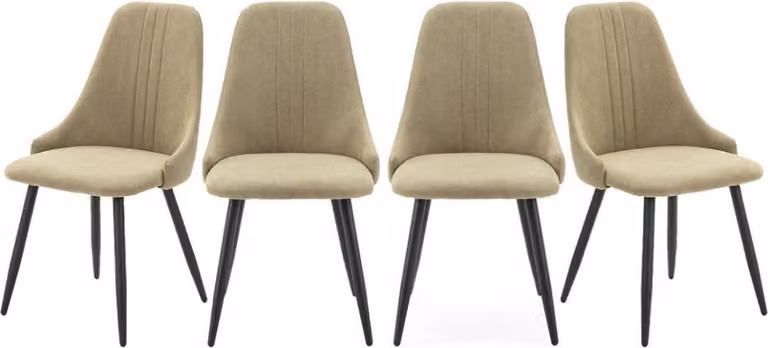 Calicosy - Set di 4 sedie in tessuto con gambe in metallo nero L50 cm - MANI