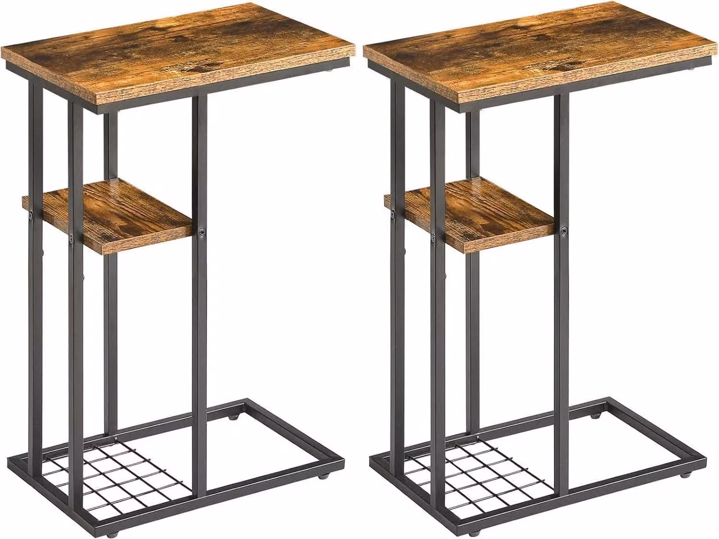 YMYNY tavolino set di 2 tavolino da caffè rete metallica scaffale di stoccaggio tavolo da divano vintage