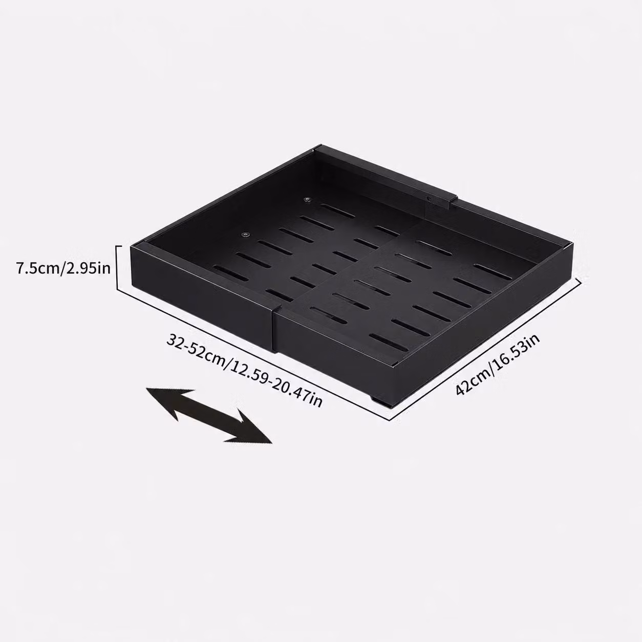 Organizzatore per armadi - Cassetto estraibile - 32–52 cm - Estendibile - Estraibile - Acciaio - 1 ripiano - Nero