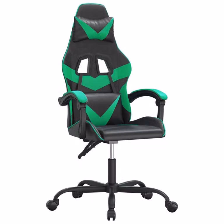 Sedia da Gaming Nera e Verde in Pelle finta