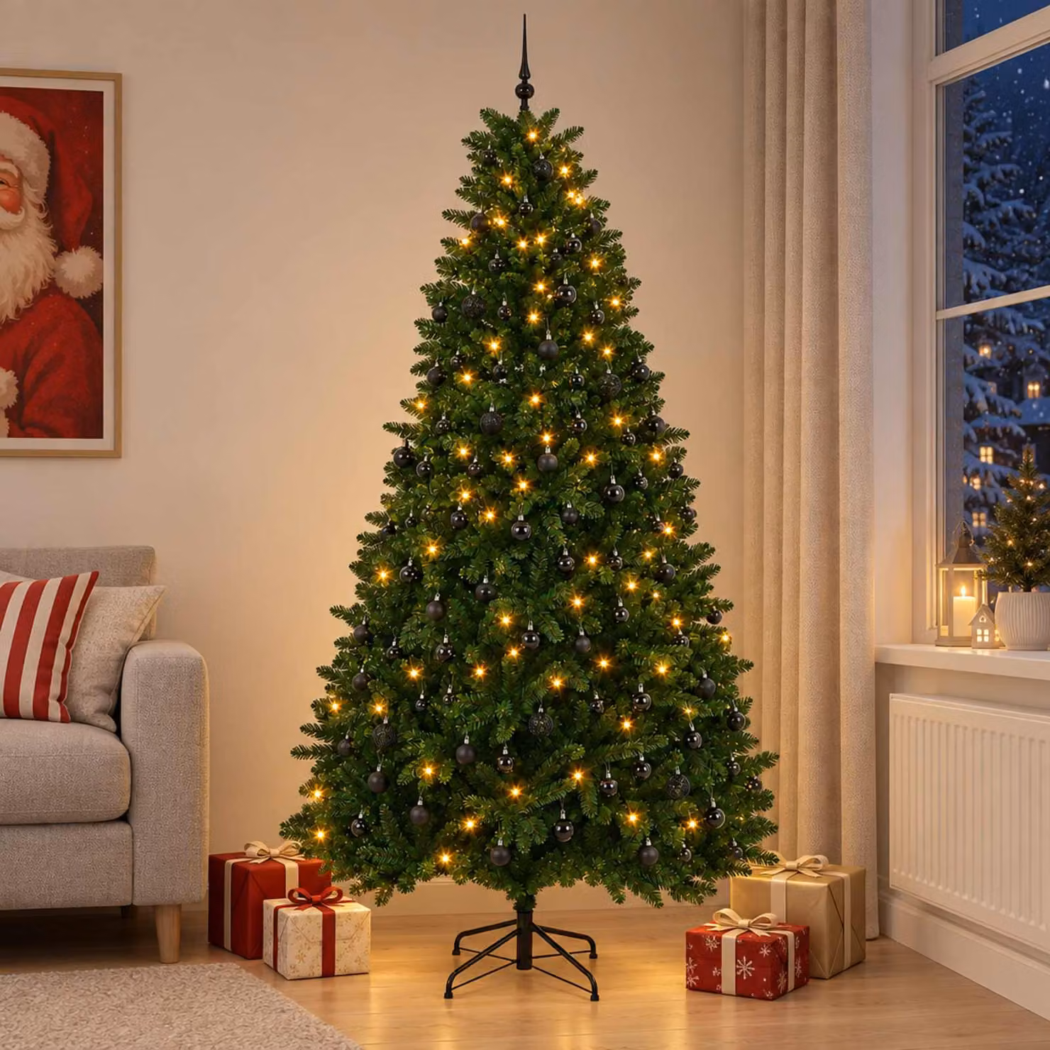 vidaXL Albero di Natale artificiale verde medio con palline 300 cm