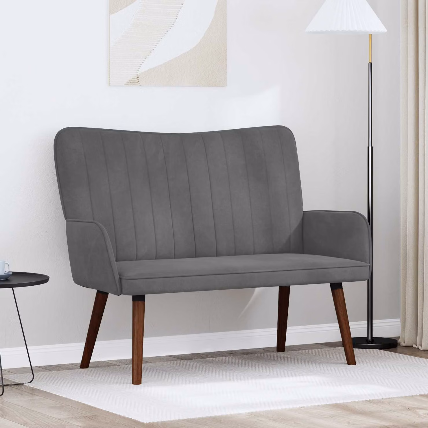 Divano a 2 posti vidaXL in velluto grigio con design moderno L: 115 cm, P: 61 cm, H: 87 cm