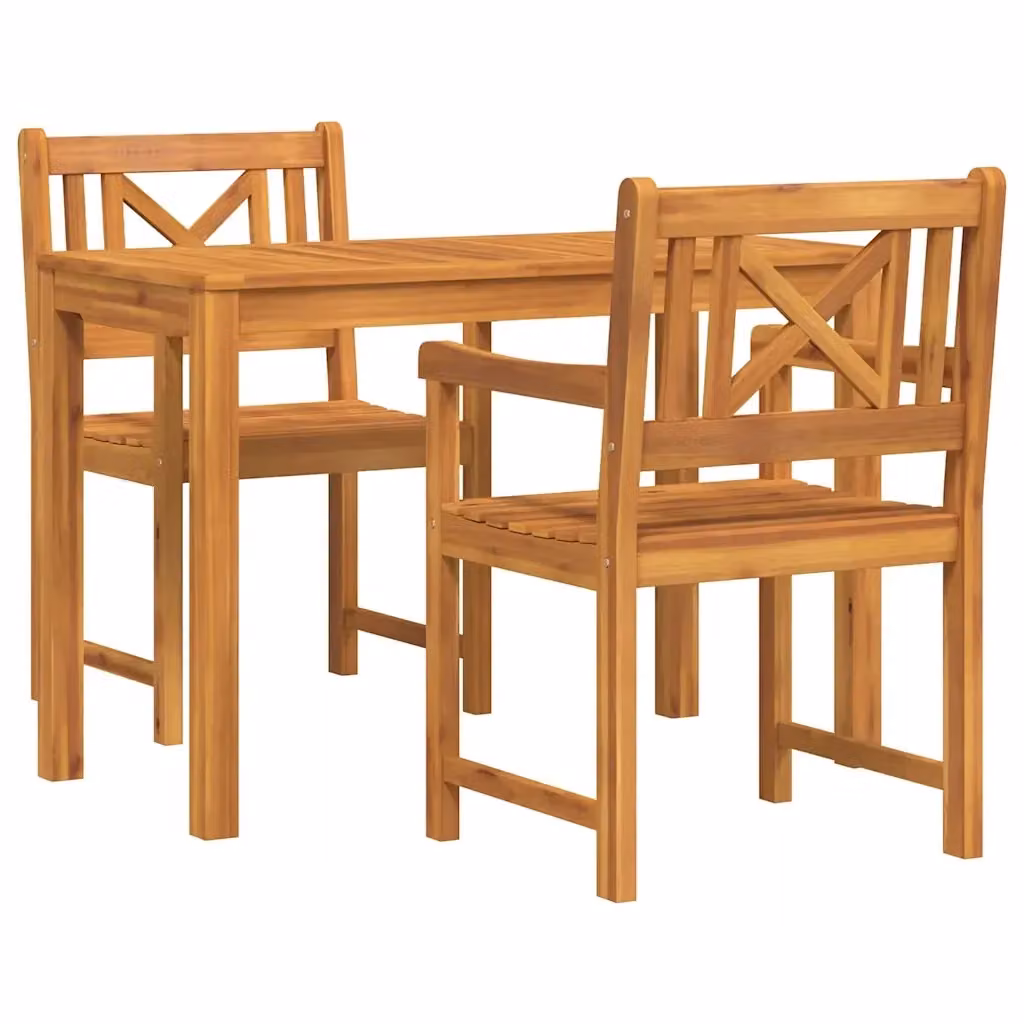 Set da pranzo per giardino vidaXL in legno di acacia marrone, 3 pezzi – 2