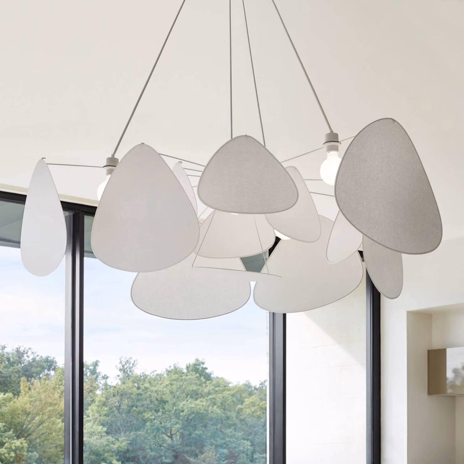 MARKET SET Lampada a sospensione Screen, dimmerabile, Bianco / Opale, Soggiorno / Sala da pranzo, Carta / Lunolit / Lunopal, Design, Lampada a sospensione