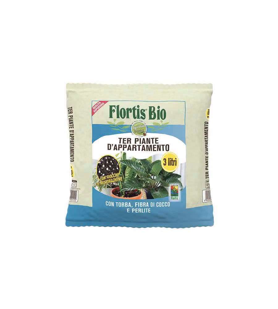 Flortis Terriccio per Piante Appartamento 3L - Substrato Rinvasi Verdi e Fiori