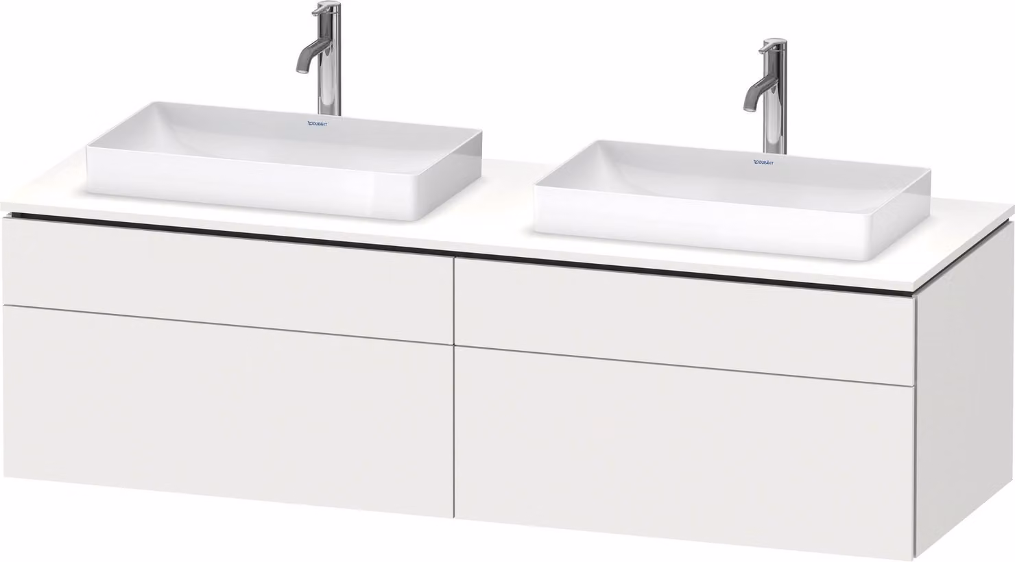 Duravit L-Cube Meuble sous-lavabo en console suspendu, avec plan de toilette en console, 4 tiroirs, pour deux vasques, 1620x482x550mm, LC4873B84840000, LC4873B84840000