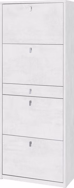 Scarpiera 4 Ante 1 Cassetto 63x164x29 cm Ossido Bianco