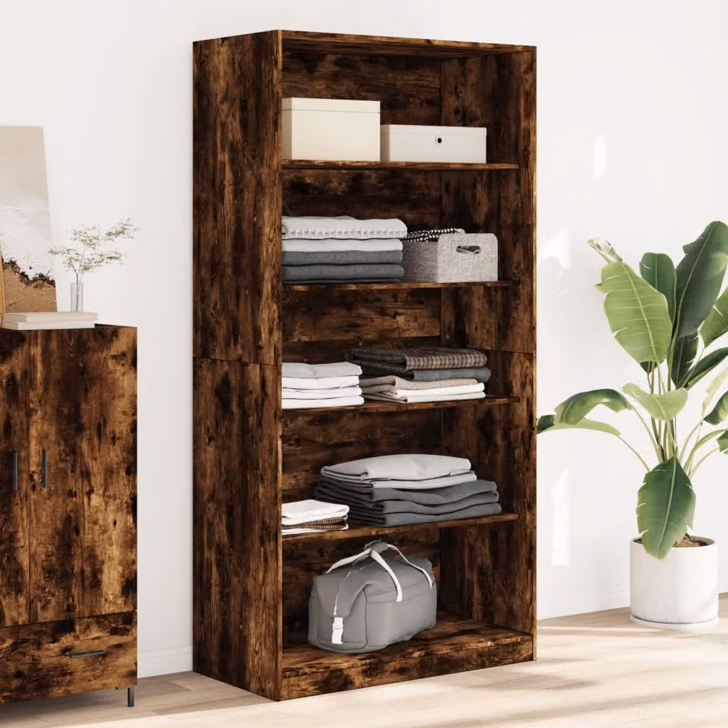 Armadio vidaXL in Rovere Fumo con ripiani interni, L: 100 cm, P: 50 cm, H: 200 cm – 1