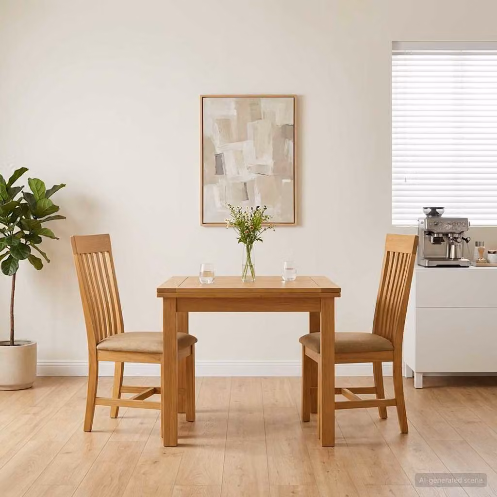 Set di 2 sedie da pranzo moderne vidaXL in legno di quercia massello beige