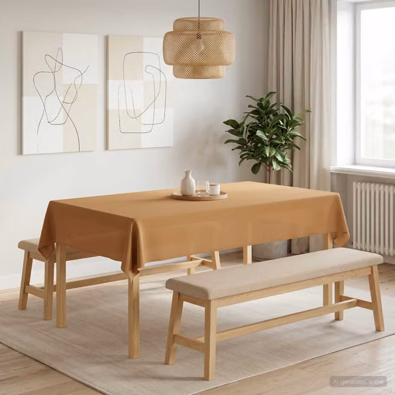 Tovaglia da Tavolo Rettangolare vidaXL Beige in Poliestere Idrorepellente e Antimacchia L: 140 cm x P: 200 cm