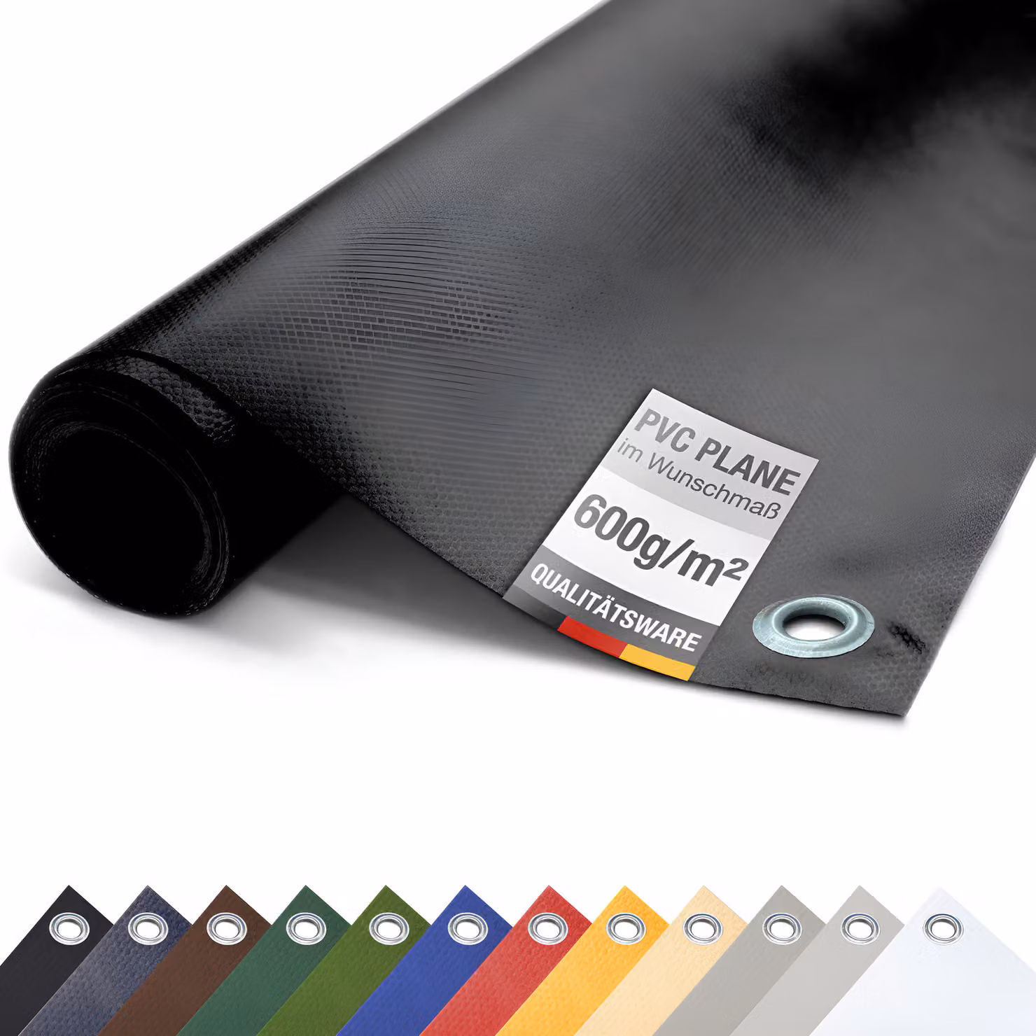 Telone per camion in PVC 600g/m² con occhielli Telone protettivo opaco (nero, 3m x 1m)