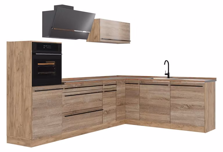 Cucina angolare completa Vicco R-Line Sonoma/Rovere dorato 287 x cm piano di lavoro Rovere dorato, Model 67470