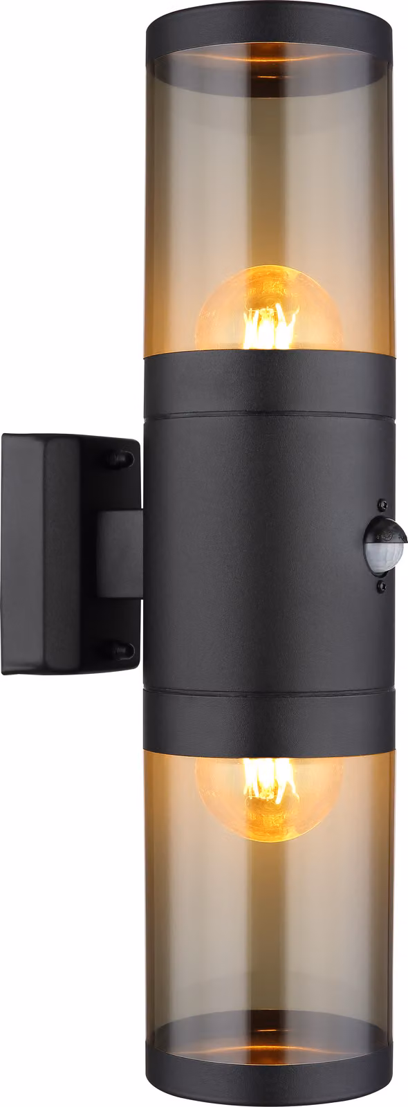 Lampada da parete per esterni Globo 32014-2BSS XELOO IP44 2xE27 60 W nero/vetro fumé con sensore di movimento