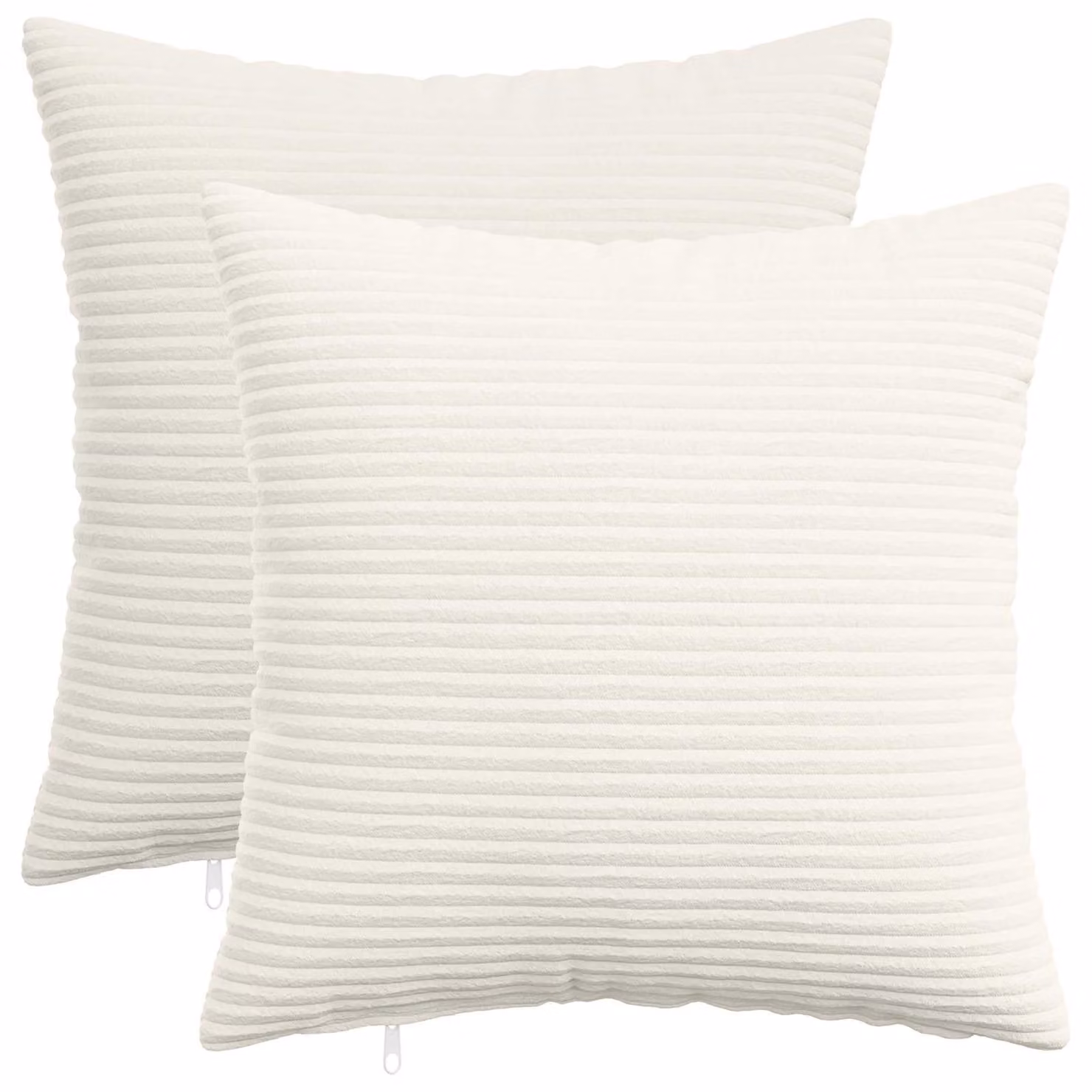 Set di 2 federe vidaXL HEERLEN in velluto a coste color crema, L 45 x P 45 cm