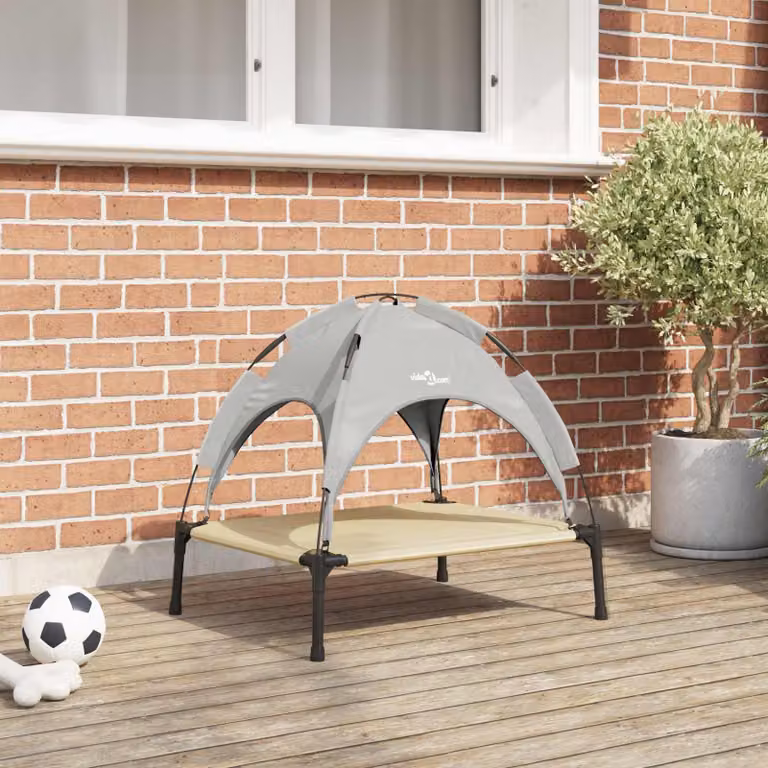 Letto per cani vidaXL in metallo grigio con struttura rialzata L 63 cm x P 49,5 cm x H 60 cm