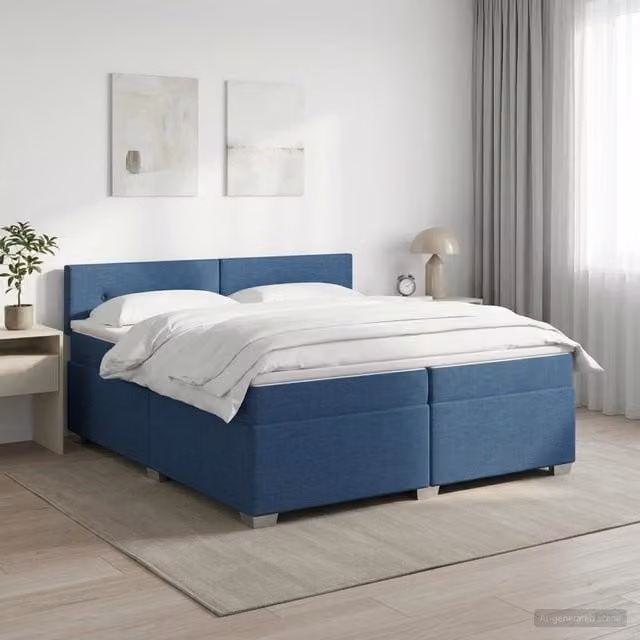 Letto box spring con materasso ibrido vidaXL Blu e Bianco L/P: 200 x 200 cm – 1