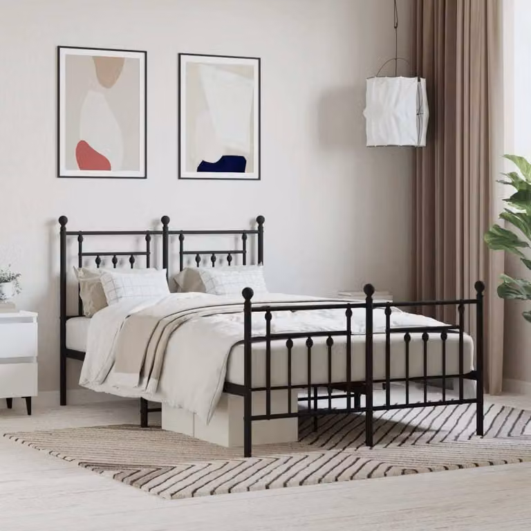 vidaXL Giroletto con testiera e pediera in metallo nero 120x190 cm - Giroletto - Cornici per letti - Giroletto - Letto