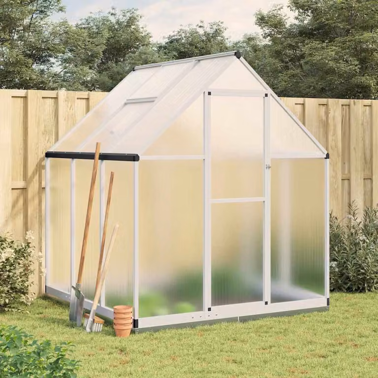 vidaXL Telaio Serra in Alluminio Argento con Copertura in Policarbonato Trasparente L/P/H: 169 x 169 x 202 cm