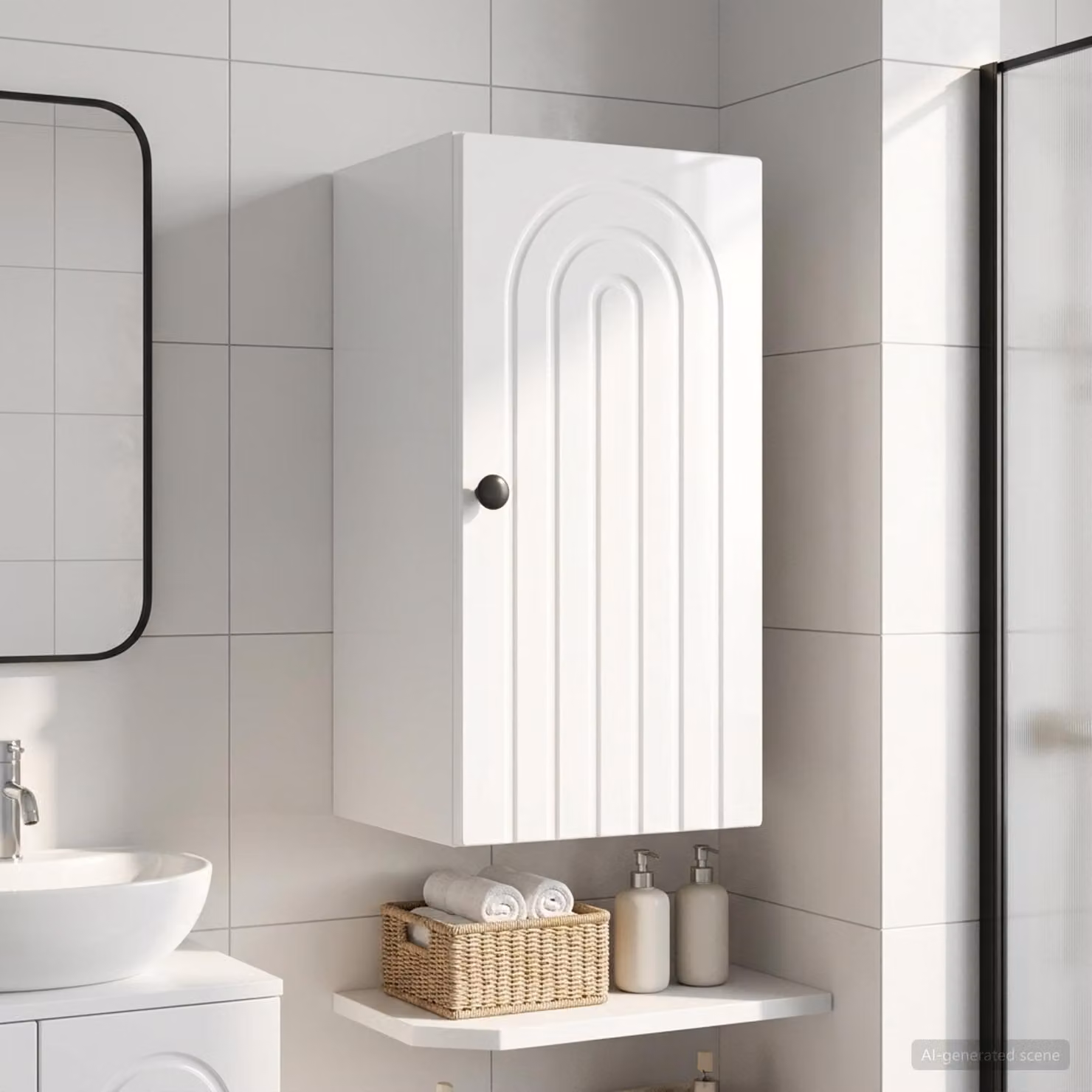 Armadio da bagno a muro vidaXL ALKMAAR Bianco Lucido L: 30 cm, P: 31 cm, H: 59 cm