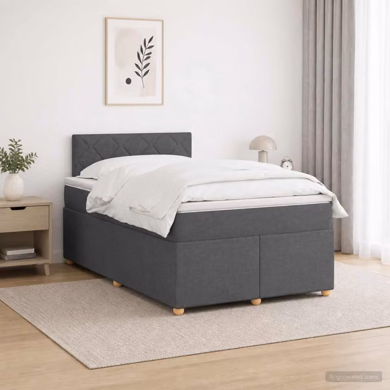 Maison Exclusive - Letto boxspring con materasso grigio scuro 120 x 190 cm tessuto