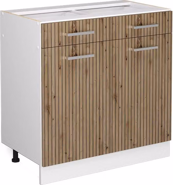 Mobiletto base per cucina R-Line Vicco Rovere e Bianco 80 cm senza piano di lavoro – 1