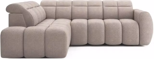 Divano angolare elettrico RONDA MEUBLORAMA 4 posti marrone chiaro con angolo a sinistra, funzione letto e poggiatesta regolabile, L 258 x P 107 x H 76 cm