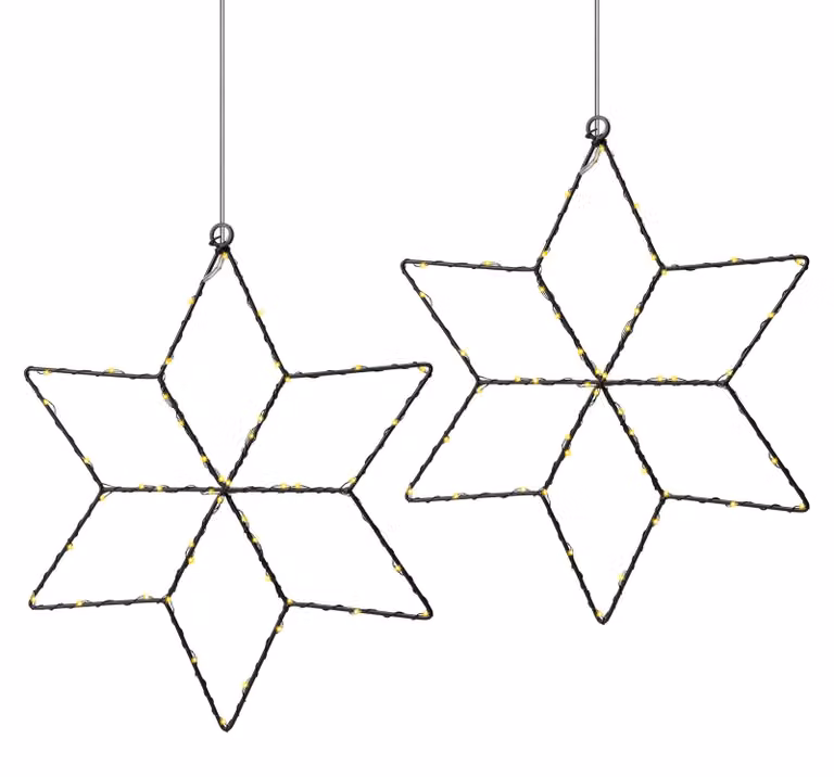 Stelle a LED, da appendere, set da 2, 30 cm, con timer, alimentazione a batteria