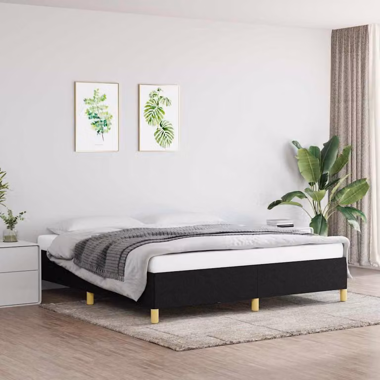 Struttura Letto a Rete a Molle vidaXL in Tessuto Nero L: 160 cm, P: 200 cm, H: 35 cm