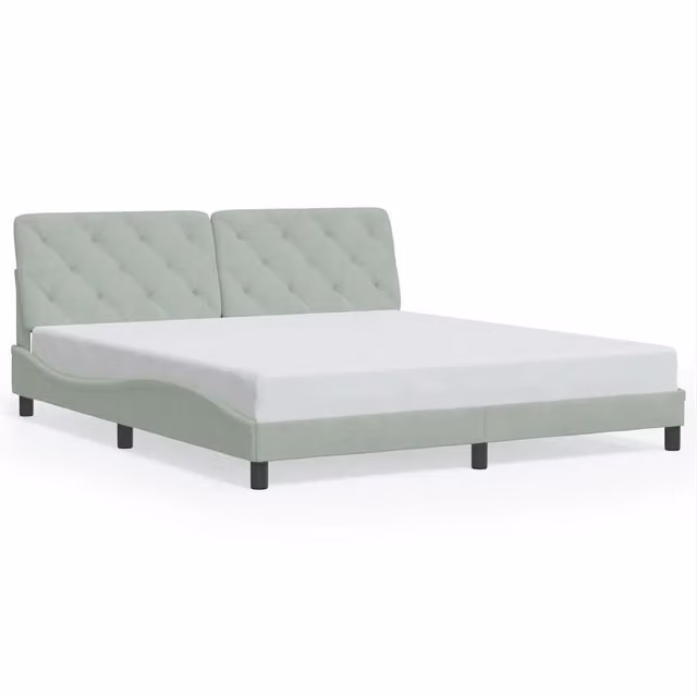 Letto matrimoniale | Letto per adulti | Giroletto senza Materasso Grigio Chiaro 180x200 cm Velluto