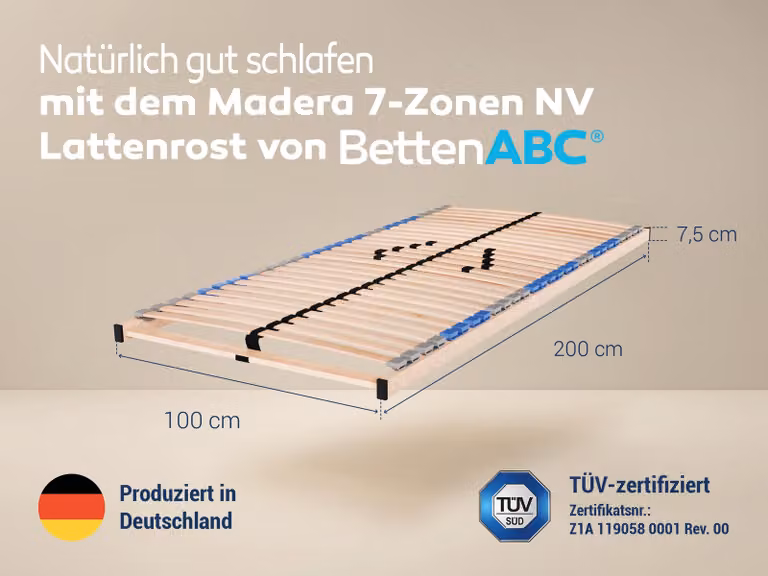 MaDeRa Telaio a doghe a 7 zone 3 versioni diverse, per l'autoassemblaggio, dimensioni: 100x200