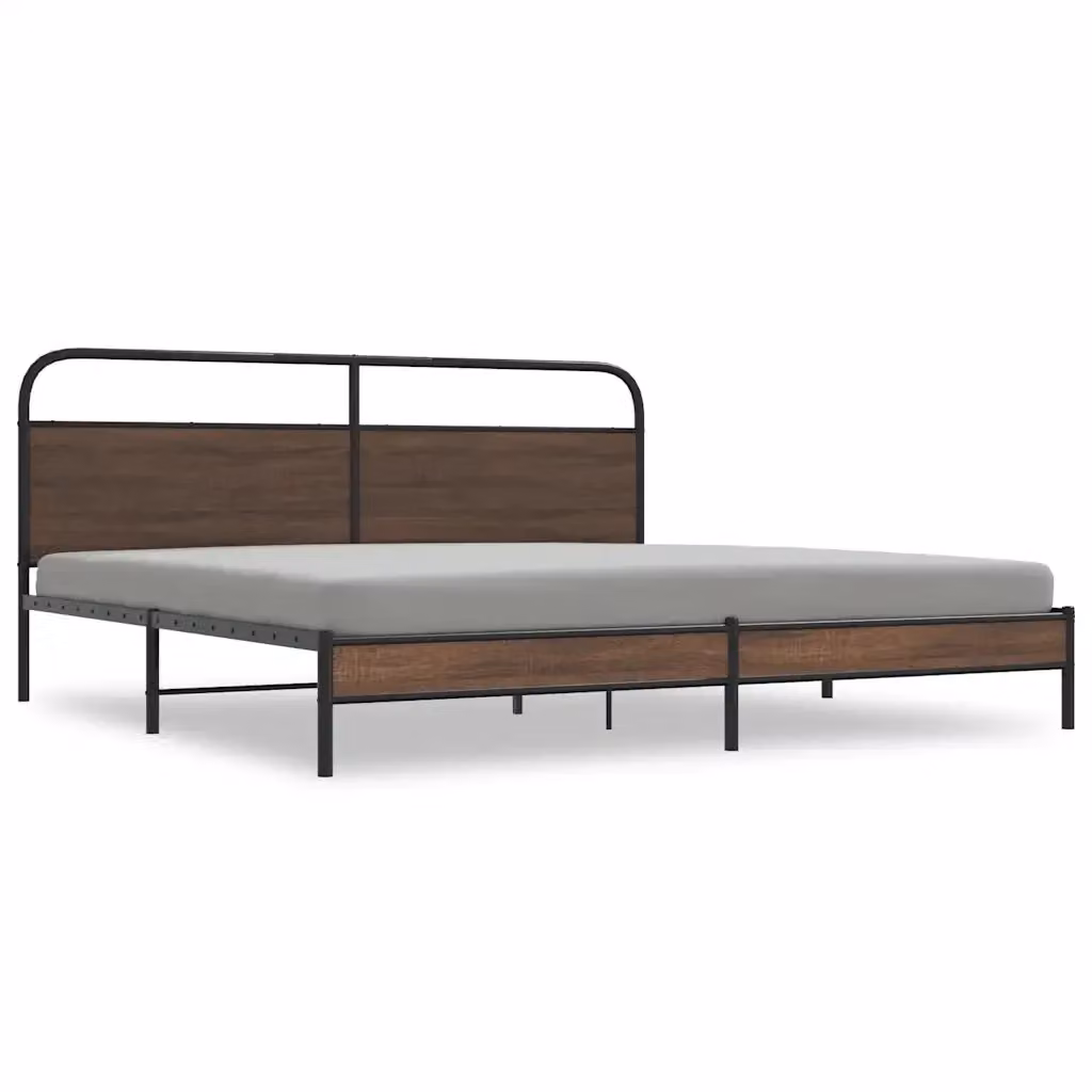 Giroletto vidaXL in metallo e MDF colore marrone rovere, L 180 x P 200 cm – 2