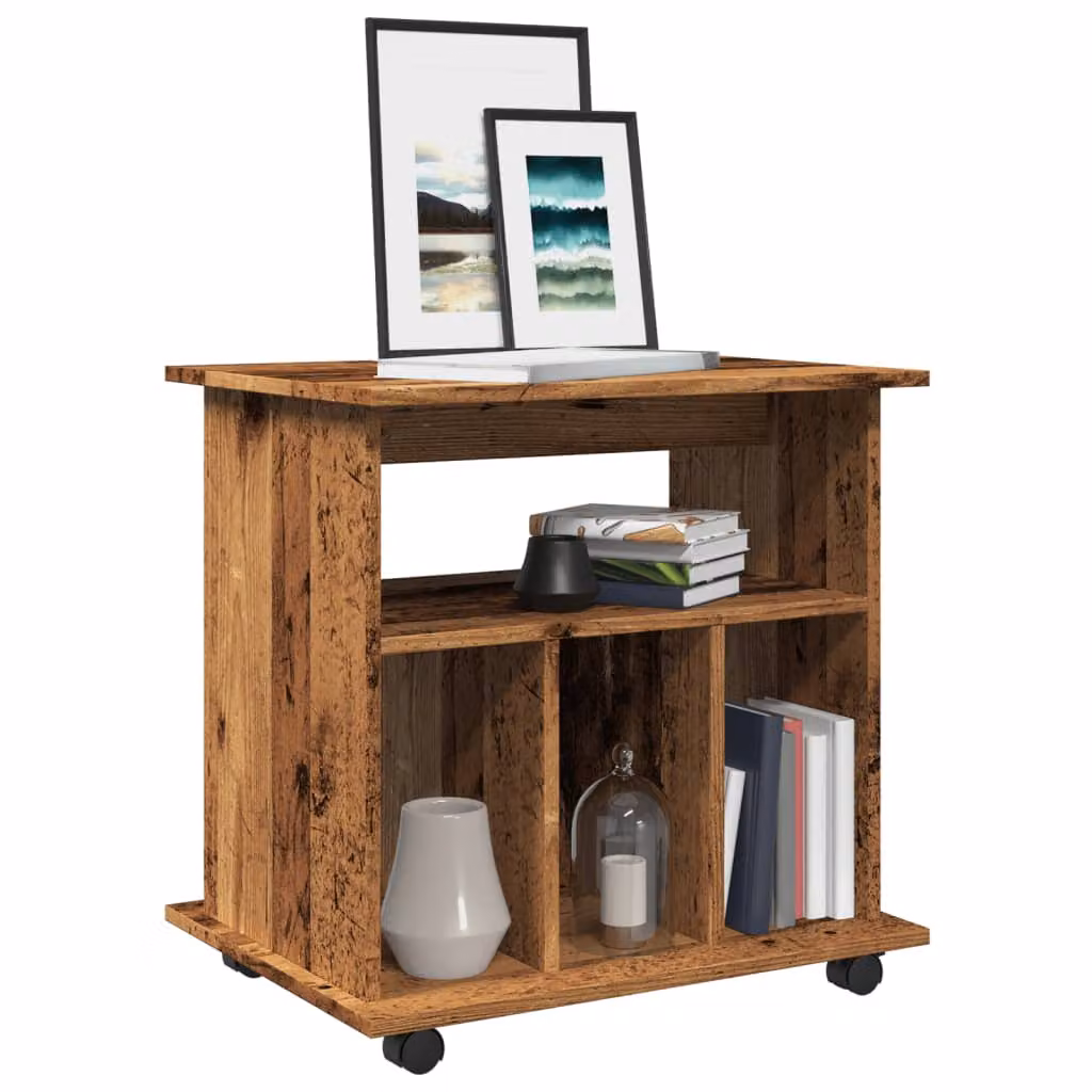 Armadietto con ruote vidaXL in legno marrone stile rustico con ripiani interni L/P/H: 60 x 45 x 60 cm