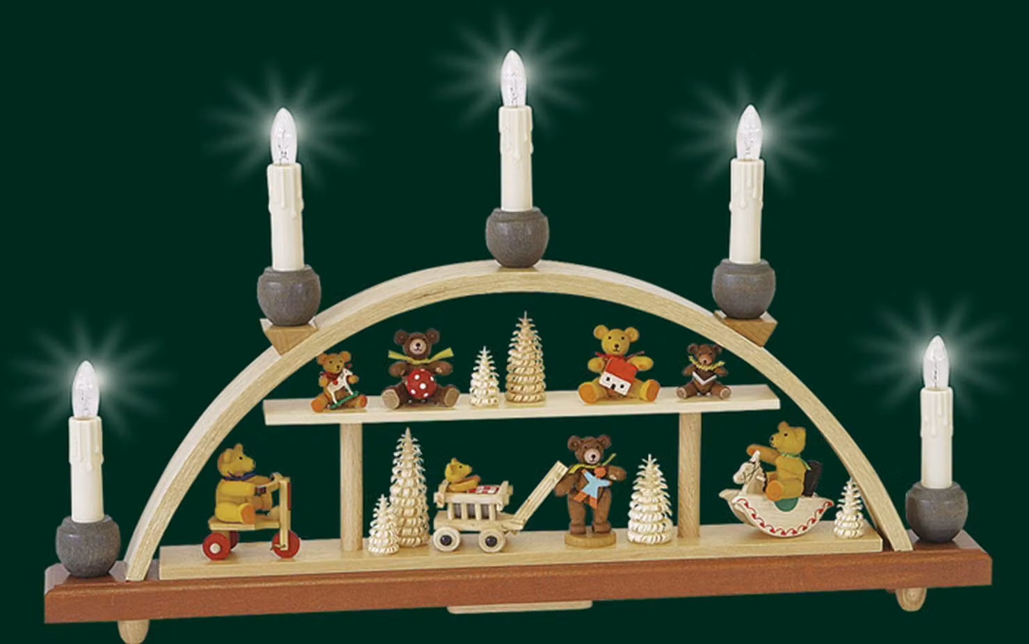 Candela ad arco orso bambini illuminazione elettrica HxL= 28x48cm NUOVO
