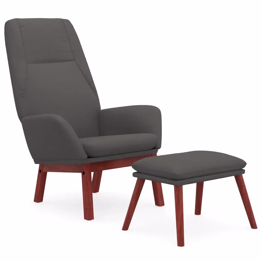 Poltrona Relax con Poggiapiedi vidaXL in Tessuto Grigio con Struttura in Metallo e Legno – 2