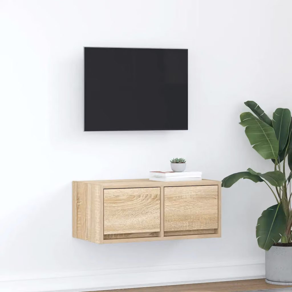 vidaXL Mobile Porta TV Moderno in Legno Multistrato e MDF, Colore Marrone, L 60 cm x P 31 cm x H 25,5 cm