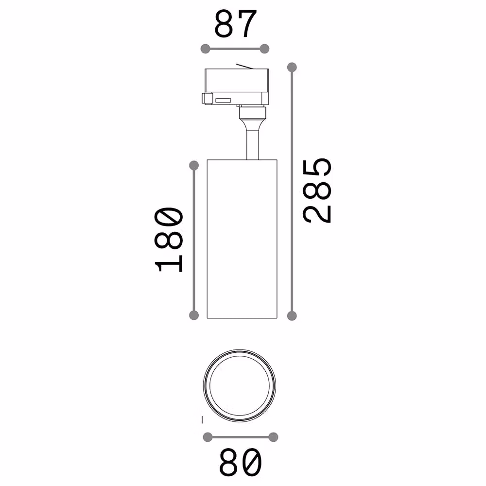 Proiettore Cilindrico Smile Ideal Lux in Alluminio Nero con LED da 30W, Luce Naturale 4000K per Binario – 2