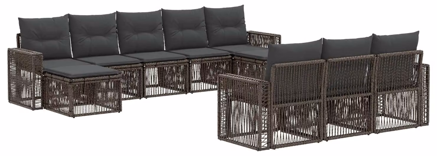 Set di divani da giardino, 10 pezzi, grigio e grigio scuro, in rattan sintetico