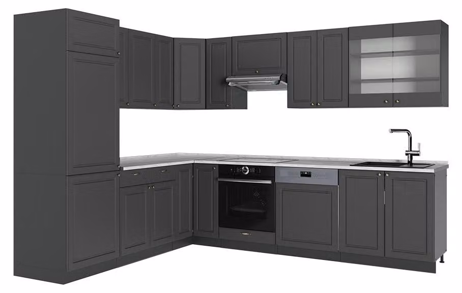 Cucina angolare completa Vicco Fame-Line Oro-antracite rustico/Antracite 287 x 227 cm, PL Marmo, Model 56854