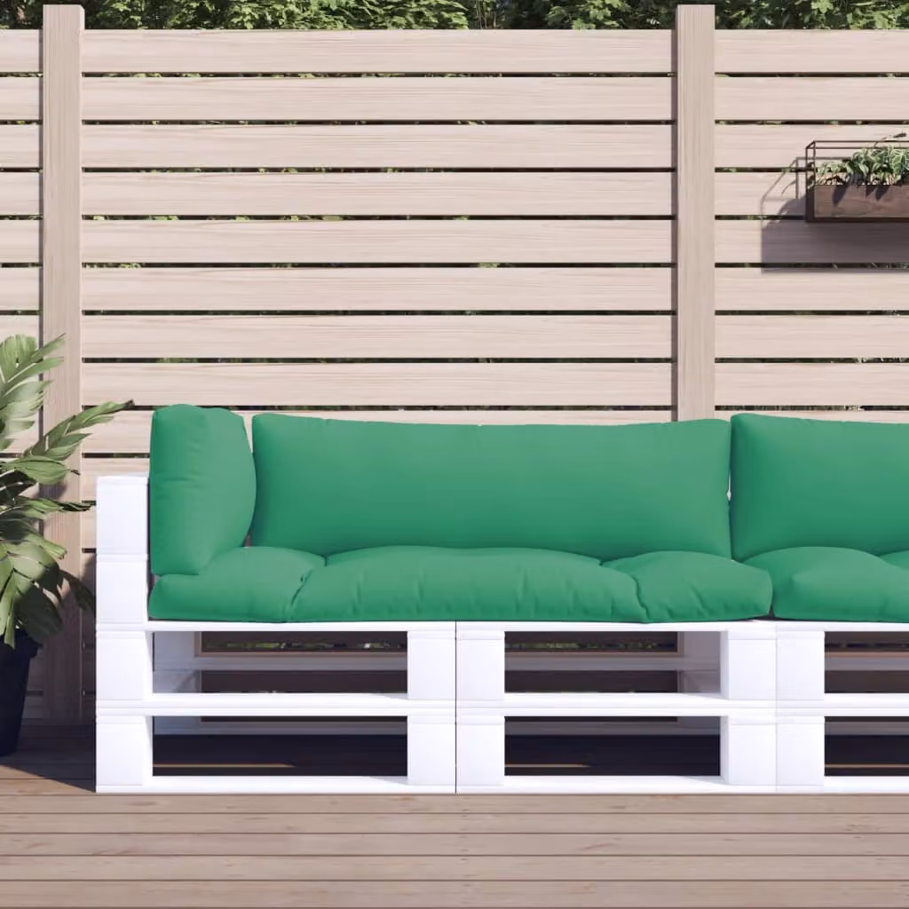 Set di 3 cuscini per pallet vidaXL in poliestere verde, idrorepellenti e resistenti ai raggi UV