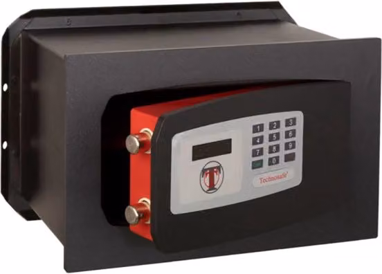 Cassaforte a muro elettronica Technomax TE/3B in acciaio nero con porta da 8 mm