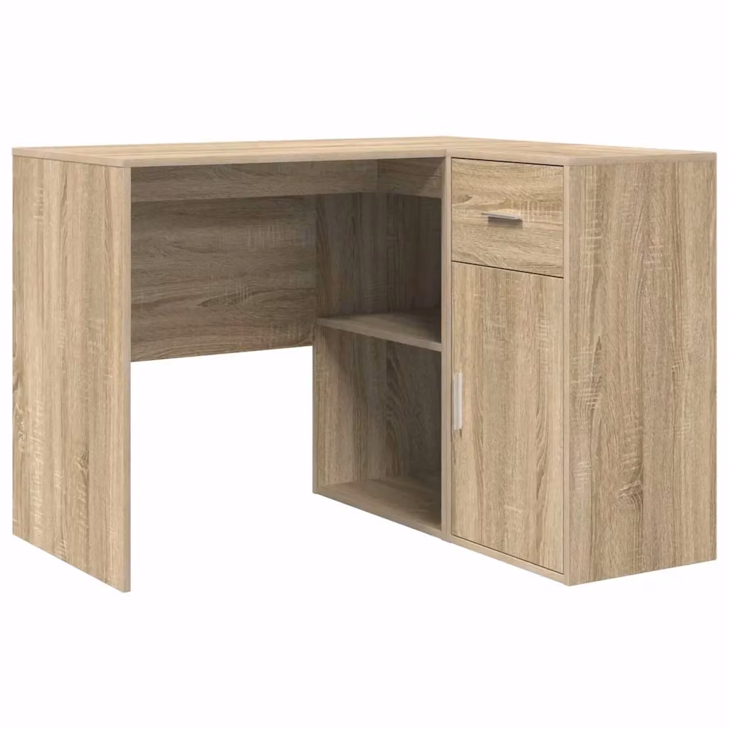 Scrivania ad angolo moderna vidaXL in legno e MDF color beige e marrone L: 102 cm, P: 88 cm, H: 75 cm – 2