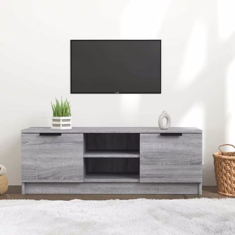 Mobile TV vidaXL in legno multistrato e MDF, Grigio Sonoma, L 102 cm x P 35 cm x H 36,5 cm