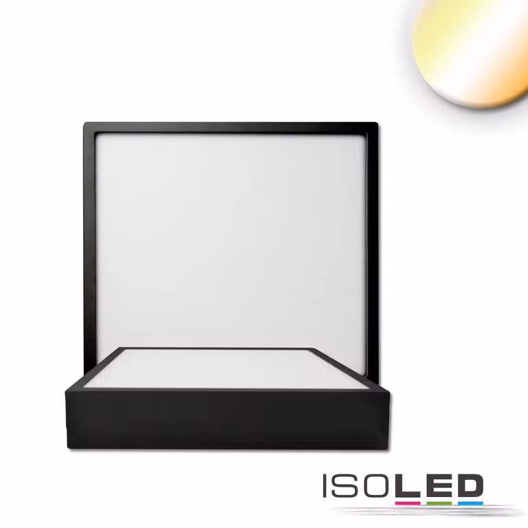 Plafoniera LED PRO nera, 8W, angolare, 120x120mm, ColorSwitch 2700|3000|4000K, dimmerabile